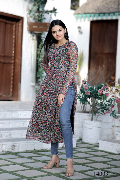 Madhvi Vol 4 Printed Party Wear Kurtis Catalog
